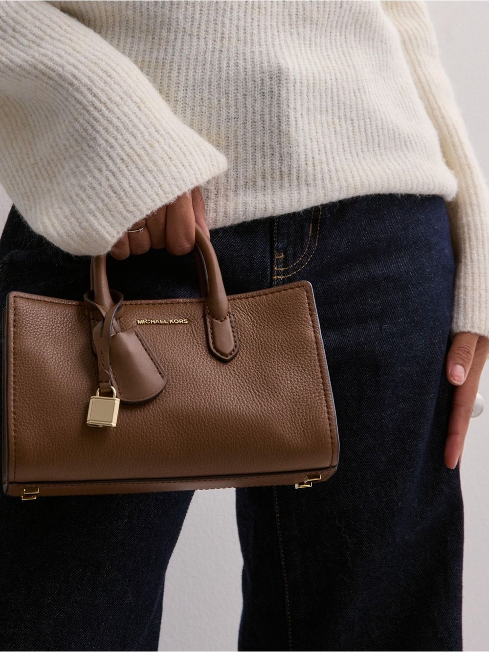 MICHAEL KORS Scarlett Leather Satchel with Gold Hardware